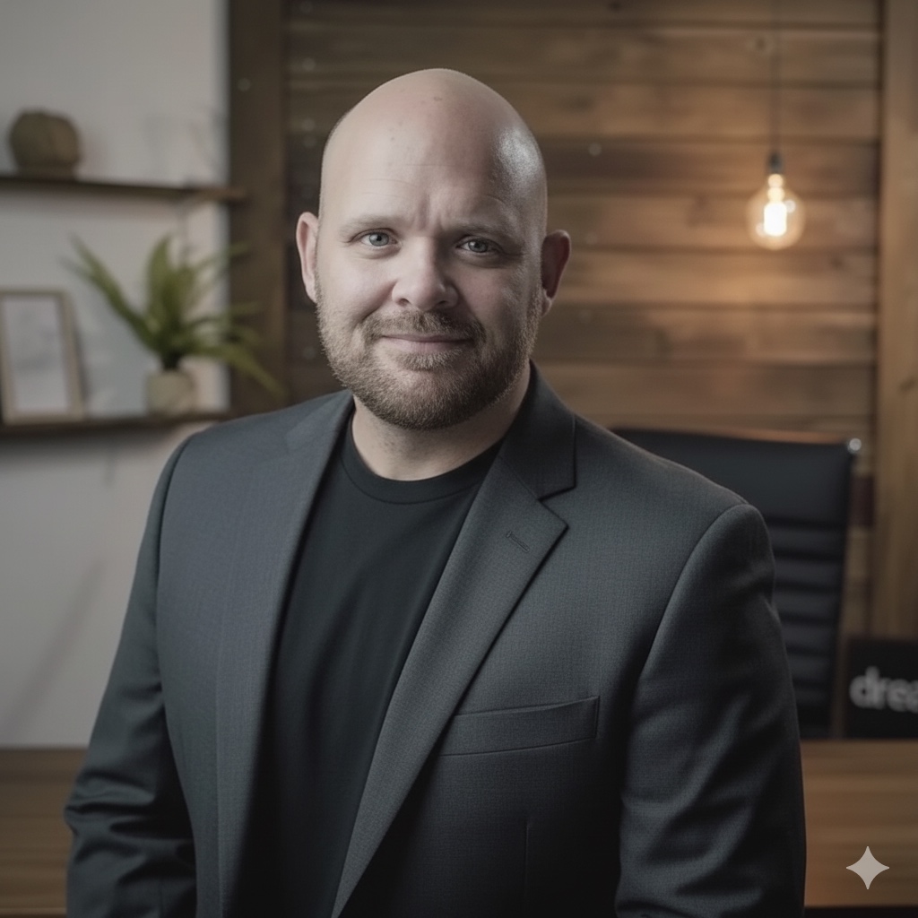 Man in suit, neutral background.