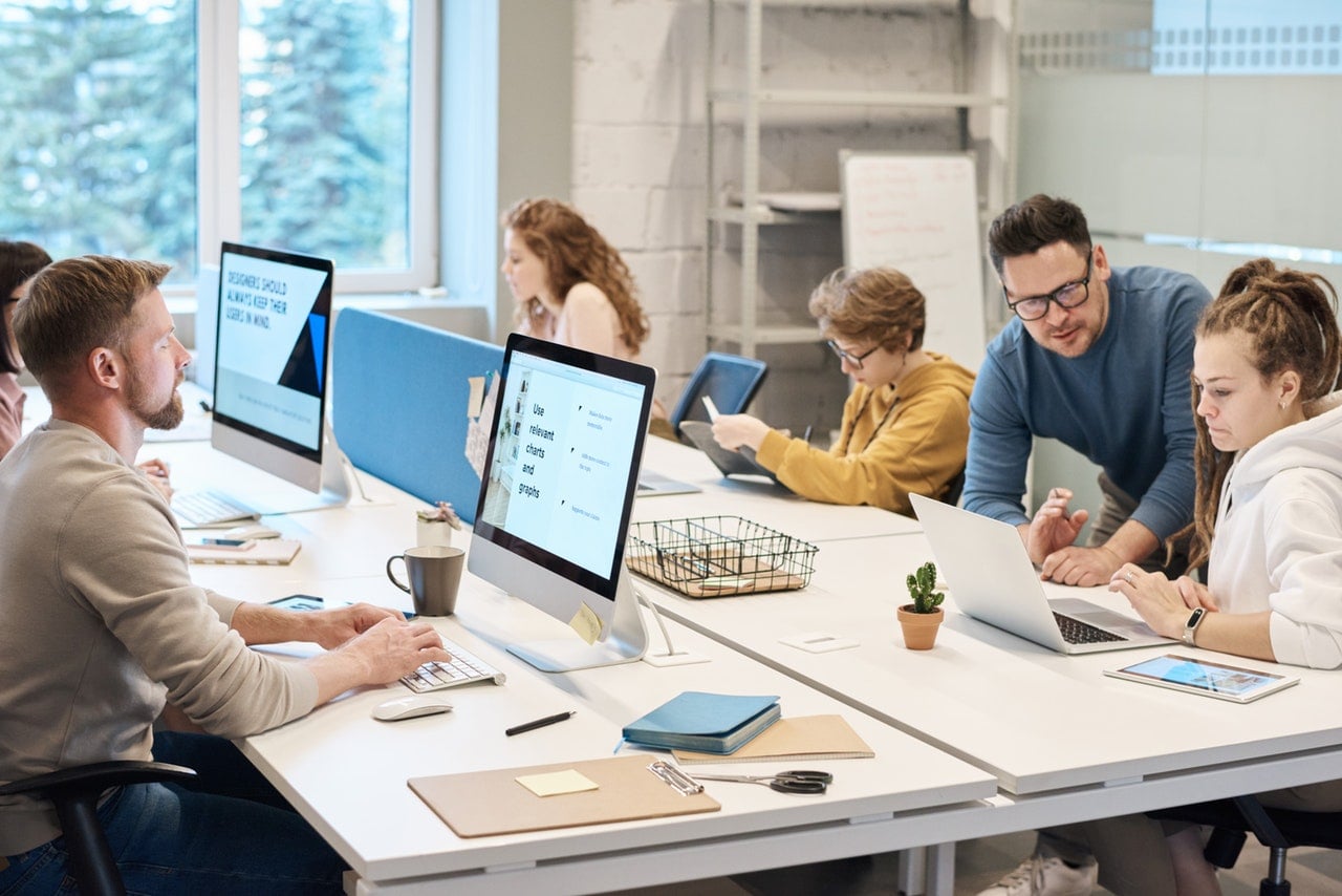Collaborative workspace with people working