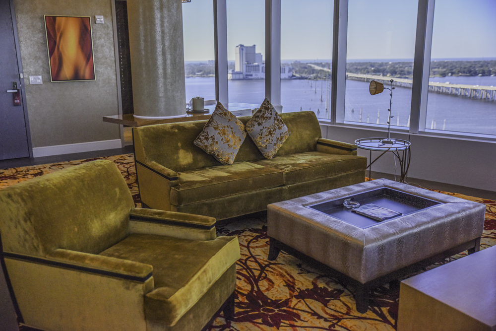Modern lounge with river view